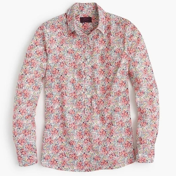 J. Crew x Liberty Fabric Popover Shirt in Liberty Swirling Petals H6581 - Picture 1 of 10